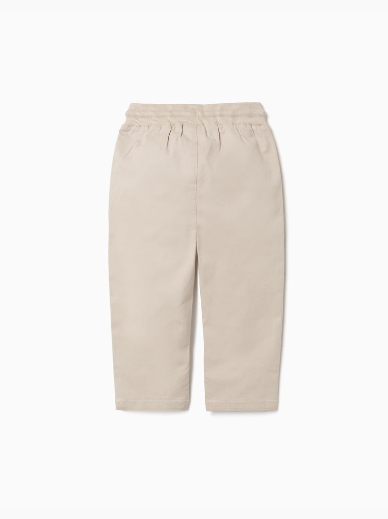 Slim fit twill broek met trekkoord Lichtbeige - Kiabi