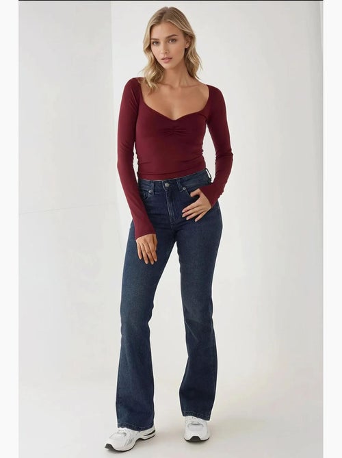 Slim fit v-hals top met lange mouwen hiccup - Kiabi Slim fit v-hals top met lange mouwen hiccup - Kiabi
