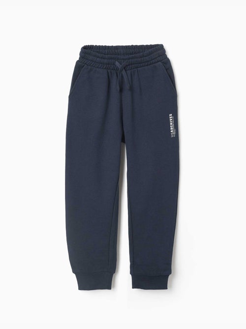 Slim fleece joggers met zakken en ZY print - Kiabi