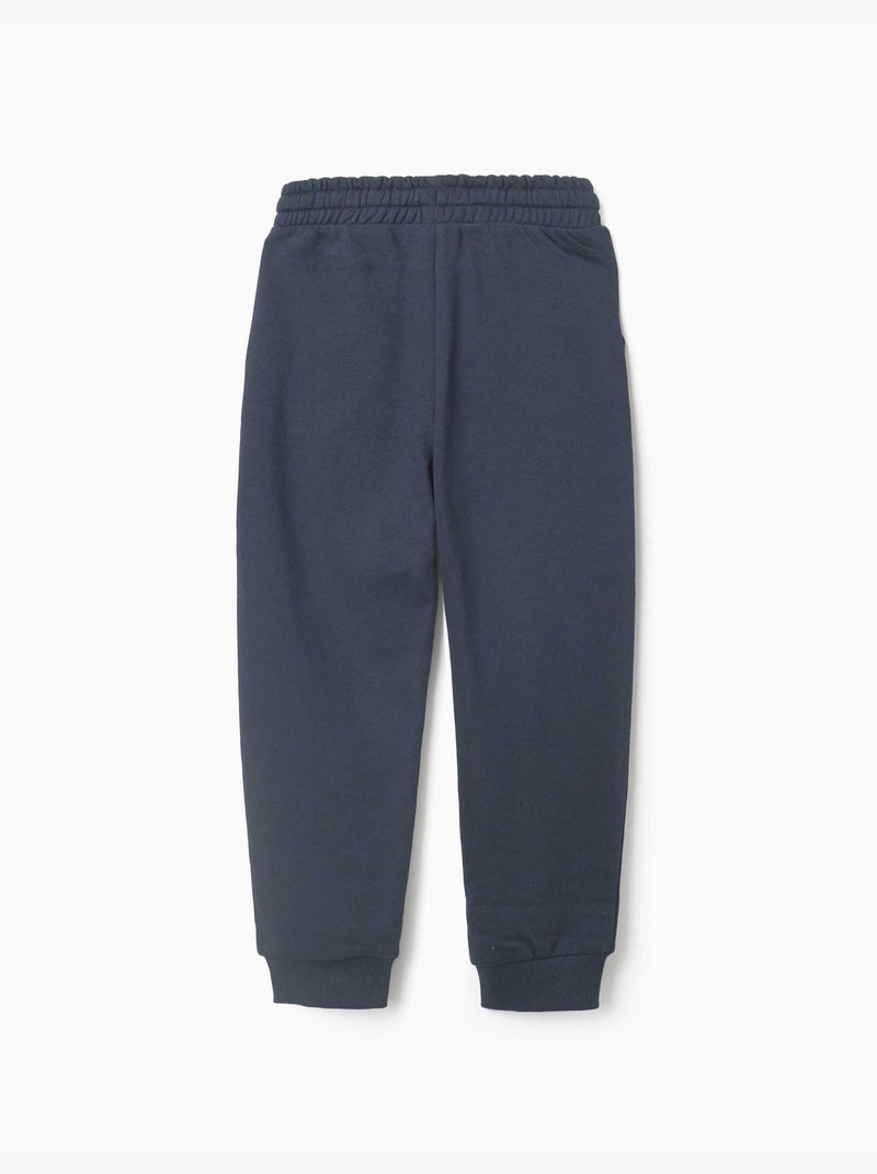 Slim fleece joggers met zakken en ZY print Donkerblauw - Kiabi