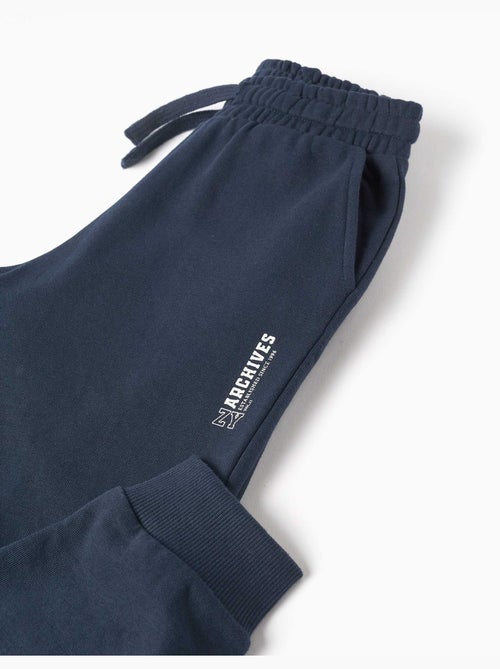 Slim fleece joggers met zakken en ZY print - Kiabi