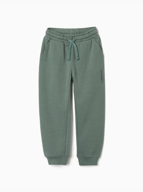 Slim fleece joggers met zakken en ZY print - Kiabi
