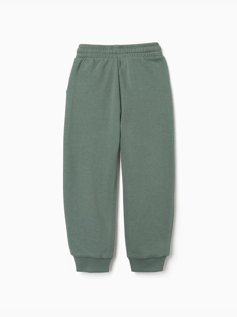 Slim fleece joggers met zakken en ZY print Donkergroen - Kiabi