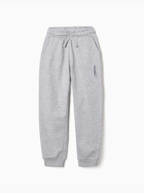 Slim fleece joggers met zakken en ZY print - Kiabi
