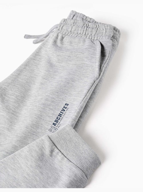 Slim fleece joggers met zakken en ZY print - Kiabi