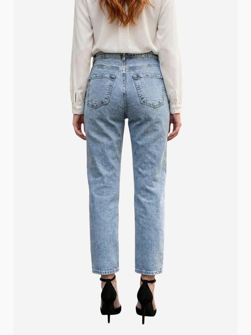 Slim jeans met hoge taille my fashion Lichtblauw - Kiabi