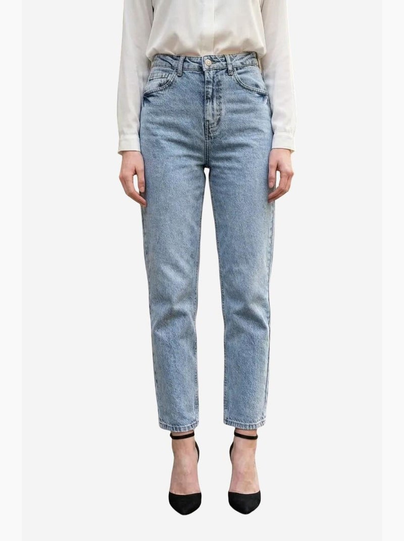 Slim jeans met hoge taille my fashion Lichtblauw - Kiabi