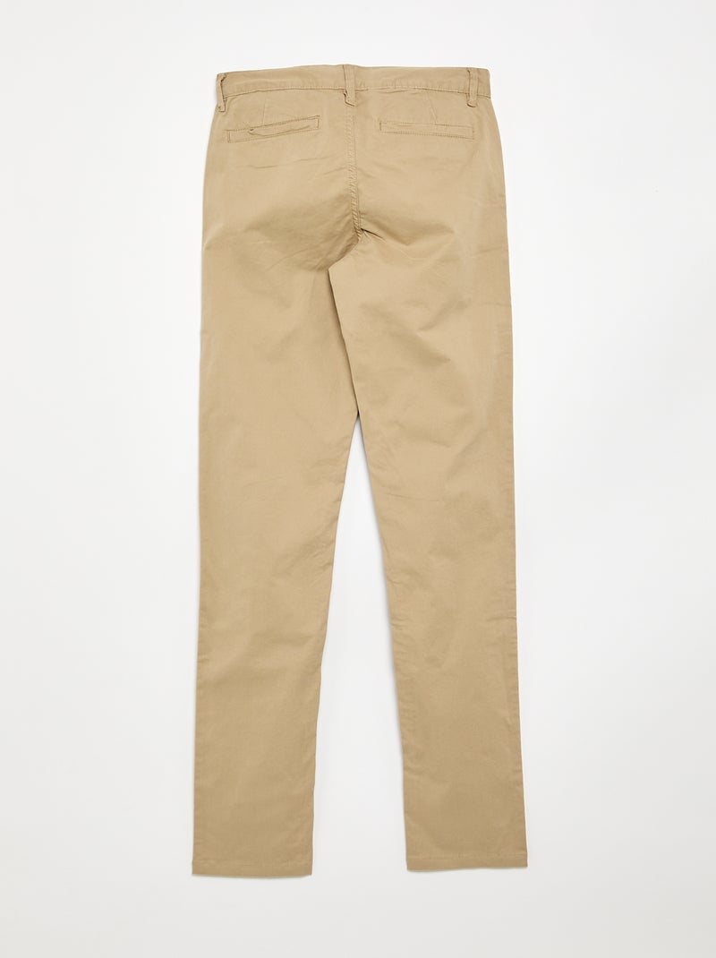 Slimfit chinobroek van 100% katoen L36 1,90+ Biege - Kiabi