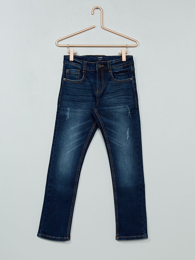 Slimfit jeans met verwassen effect raw denim - Kiabi