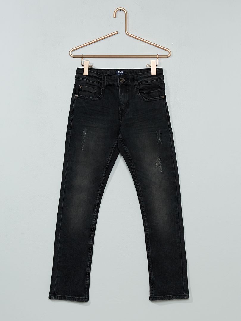 Slimfit jeans met verwassen effect zwart  - Kiabi