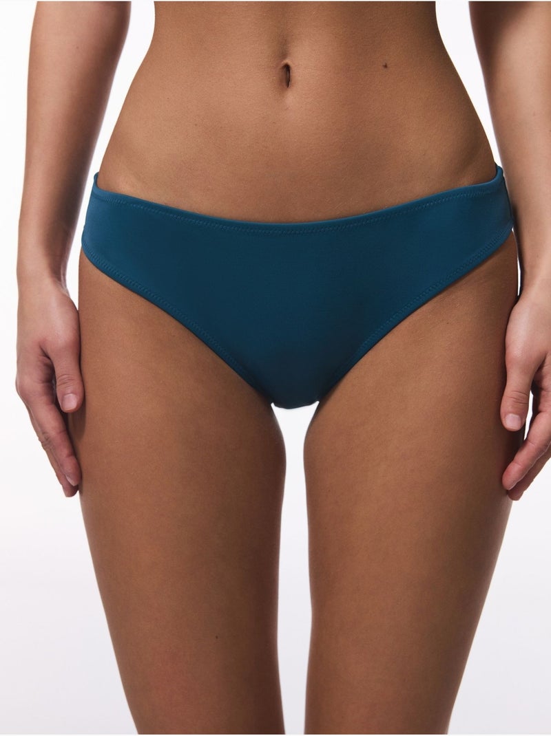 Slip bikinibroekje met middelhoge taille penti Petrolblauw - Kiabi