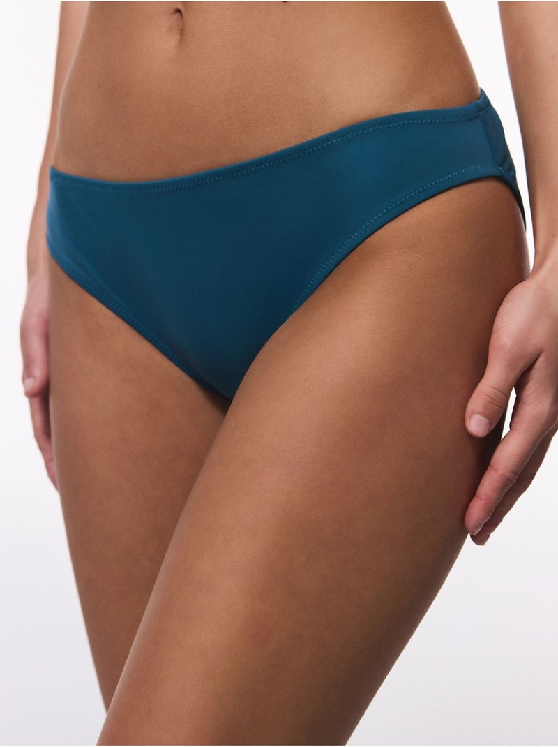 Slip bikinibroekje met middelhoge taille penti Petrolblauw - Kiabi