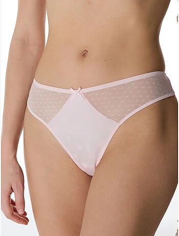 Slip brésilien en satin à pois penti
