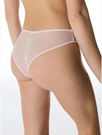 Slip brésilien en satin à pois penti