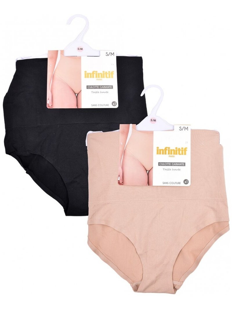 Slip dames INFINITIF - Set van 2 Zwart Multicolor - Kiabi