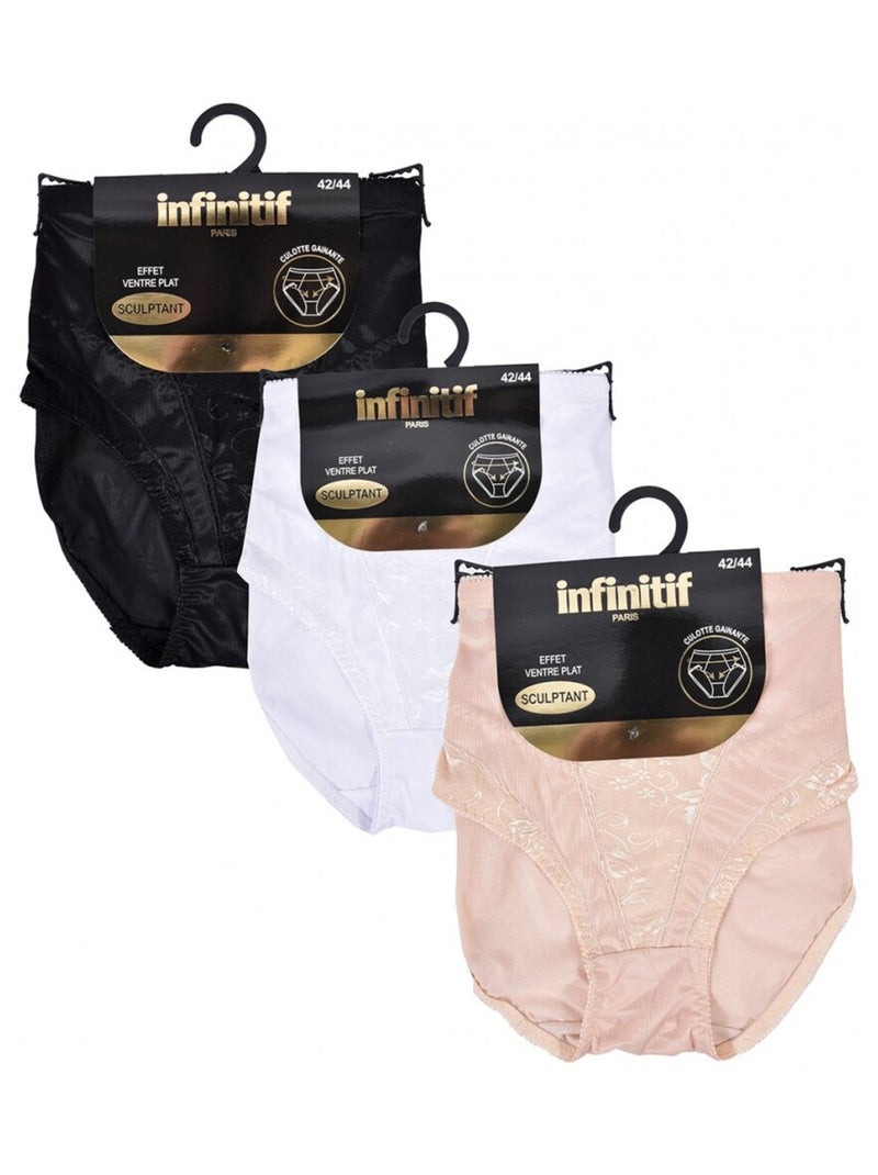 Slip Dames INFINITIF - Set van 3 Wit Beige Zwart - Kiabi