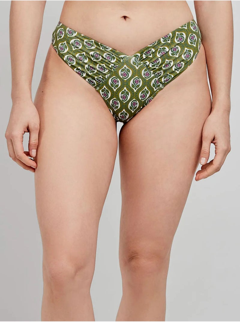 Slip de bikini brésilien coupe en v Multicolore - Kiabi