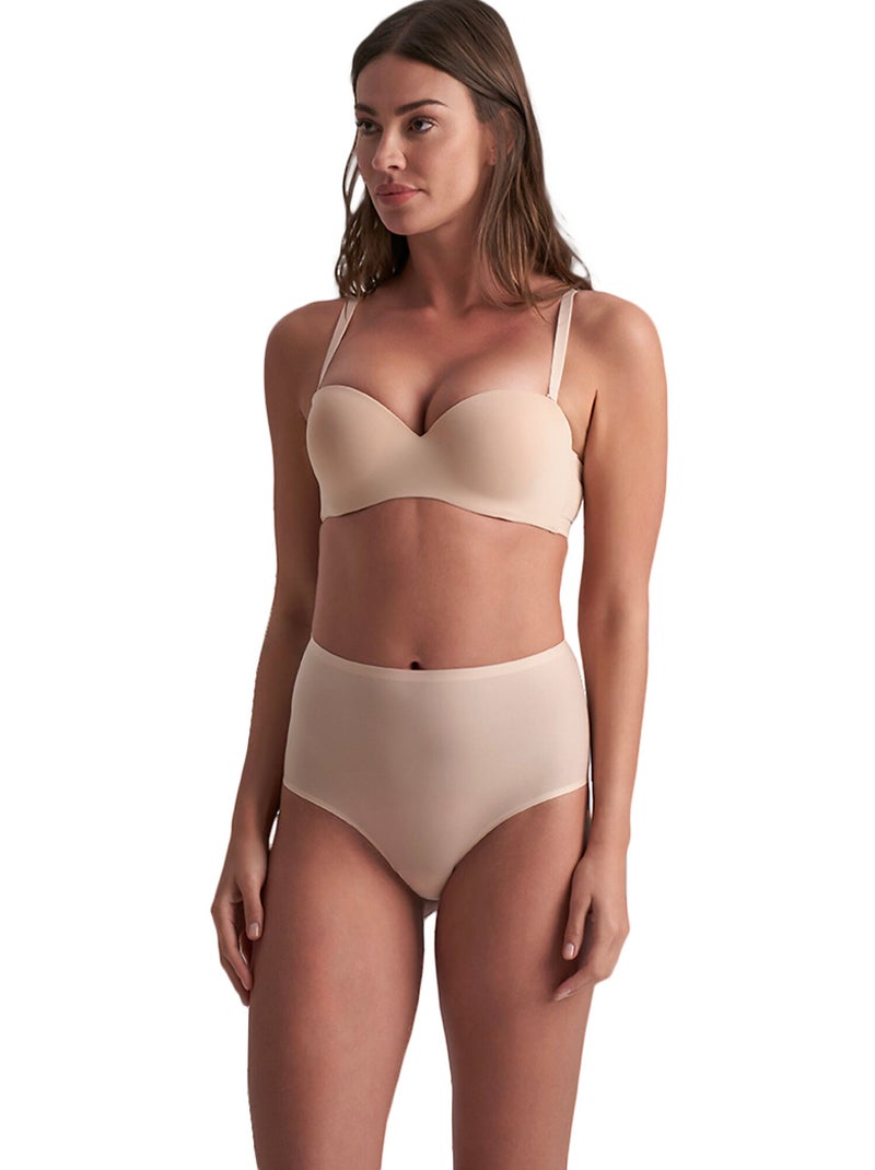 Slip met hoge taille uni stretch Beige - Kiabi