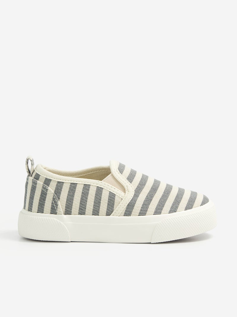 Slip-on sneakers met klittenbandsluitingen en motief Blauw - Kiabi