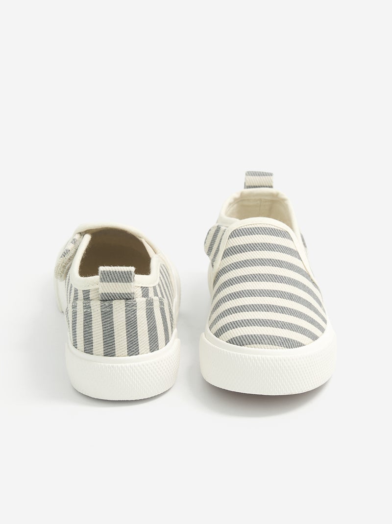 Slip-on sneakers met klittenbandsluitingen en motief Blauw - Kiabi
