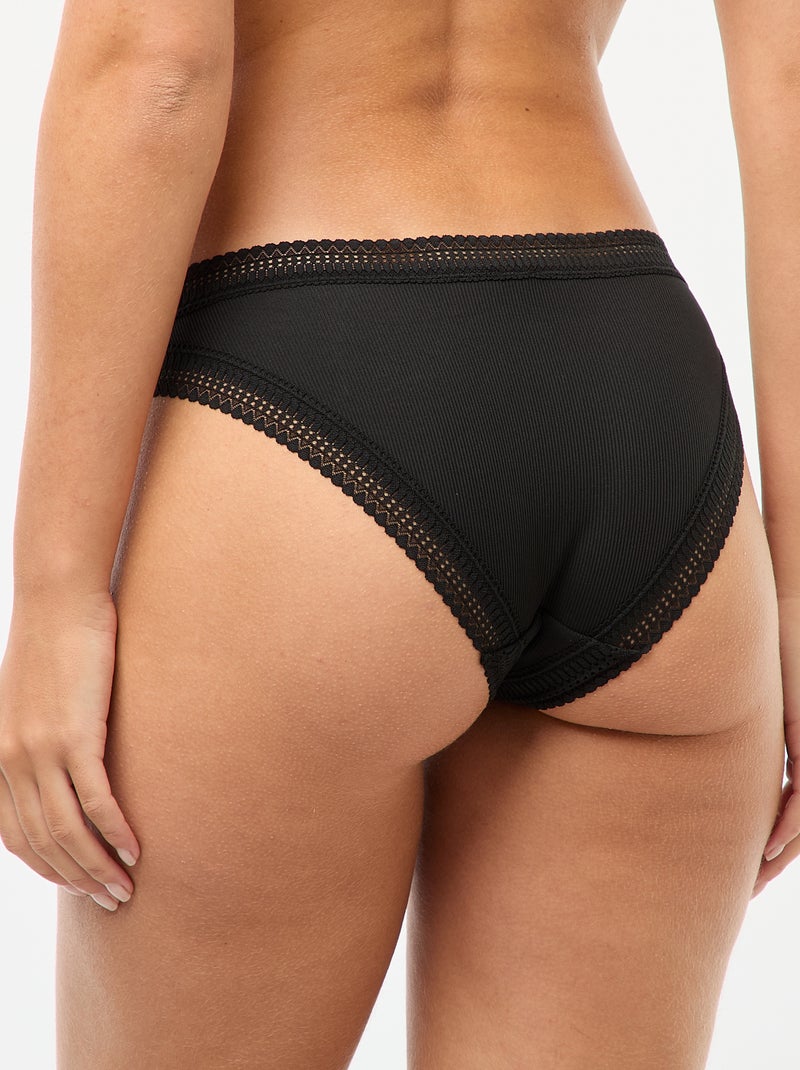 Slip van geribde microvezel zwart - Kiabi