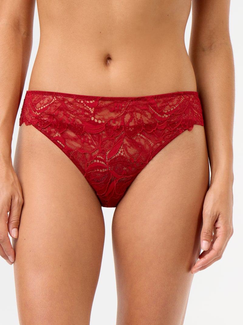 Slip van kant met pailletten Rood - Kiabi