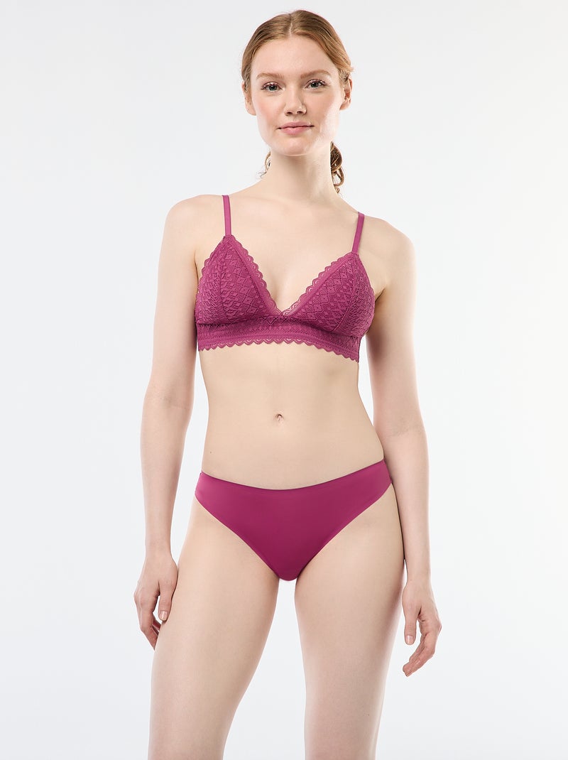 Slip van microvezel en kant Rose - Kiabi