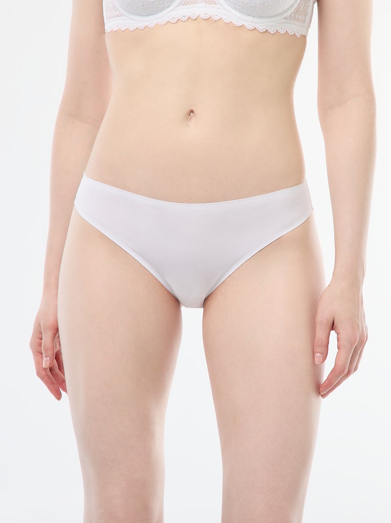 Slip van microvezel en kant wit - Kiabi