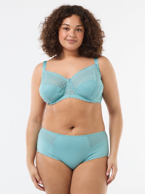 Slip van satijnachtige stof met kant - Kiabi