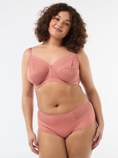 Slip van satijnachtige stof met kant - Kiabi