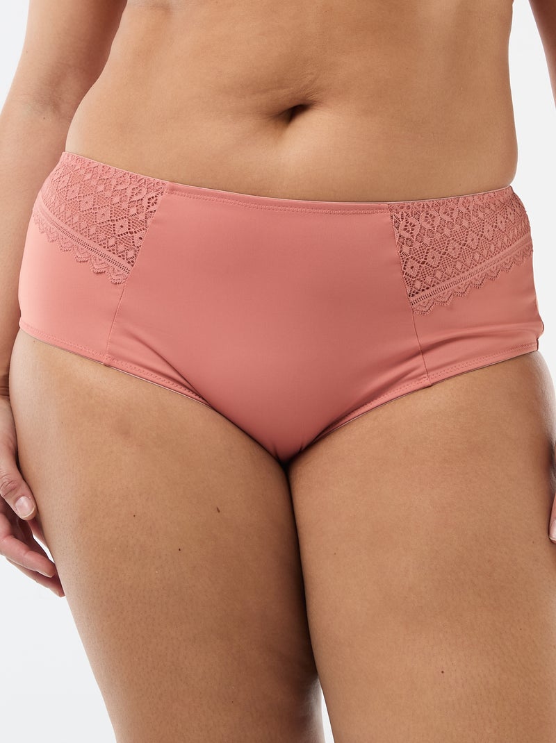 Slip van satijnachtige stof met kant Rose - Kiabi