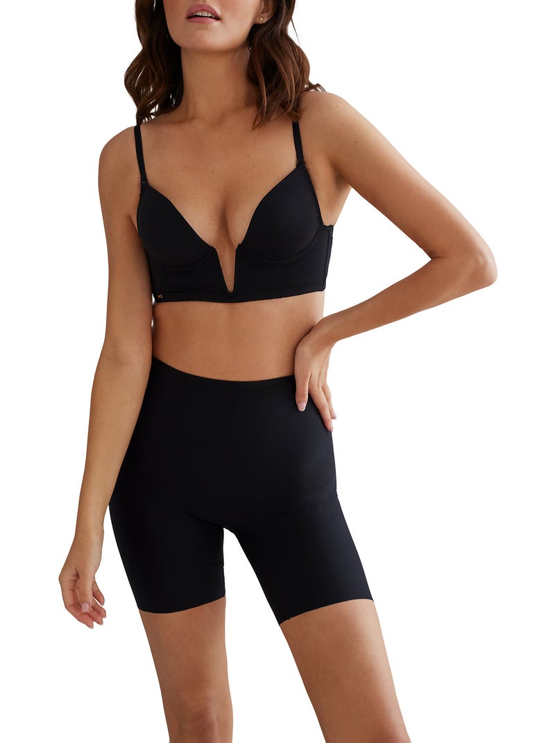 Slipe broek met hoge taille curves Zwart - Kiabi