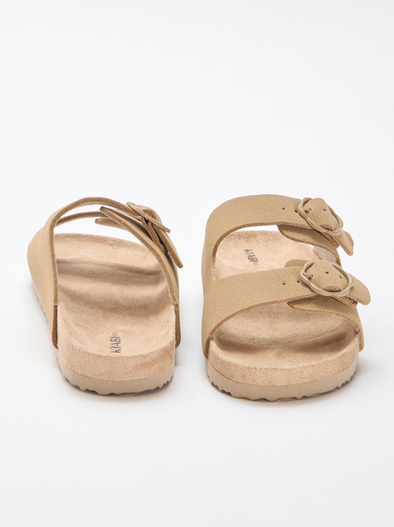 Slippers met dubbele band Biege - Kiabi