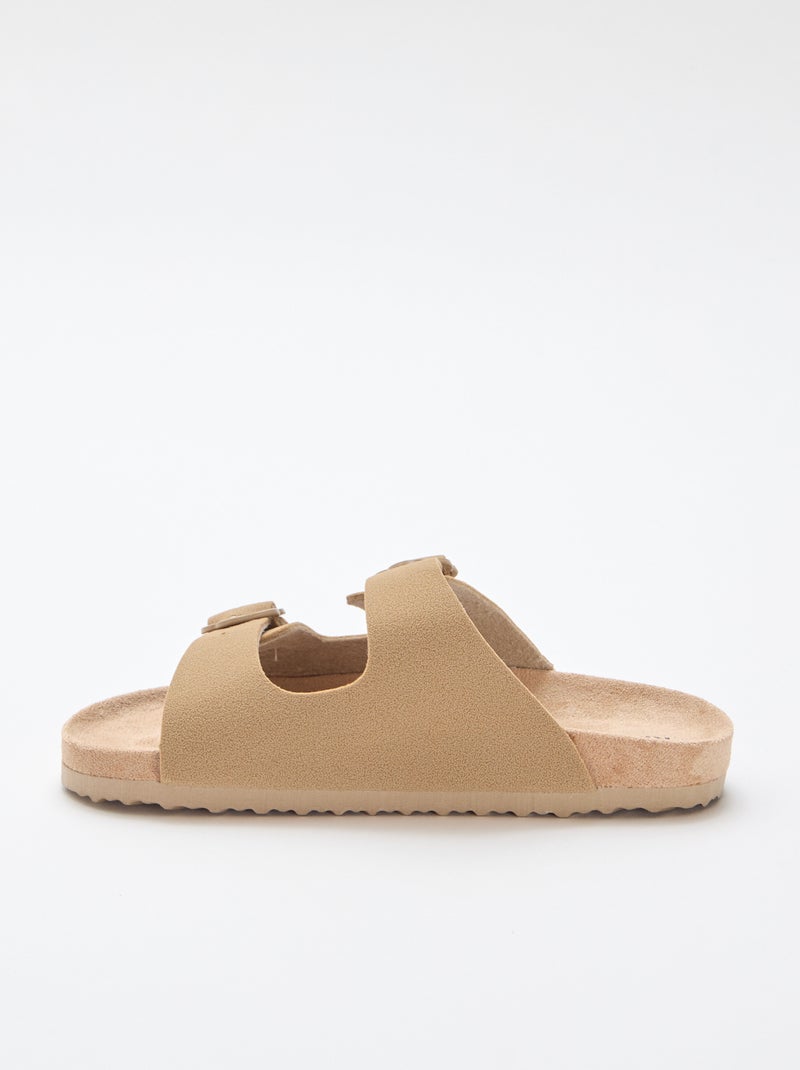 Slippers met dubbele band Biege - Kiabi