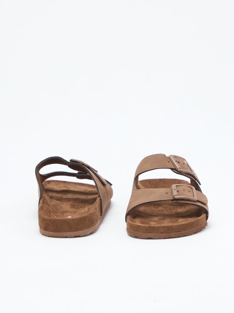 Slippers met dubbele bandjes Bruin - Kiabi