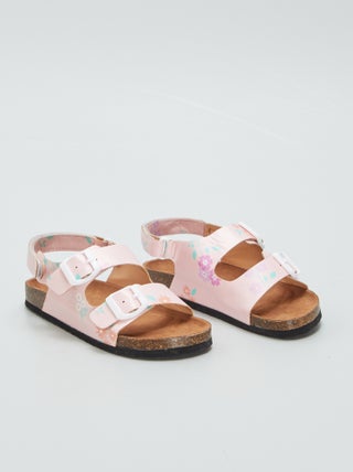 Slippers met enkelriempje met klittenband