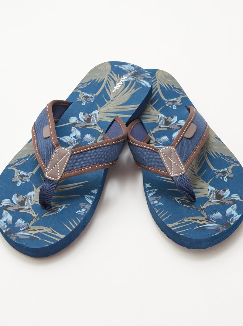 Slippers met fantasieprint Blauw - Kiabi