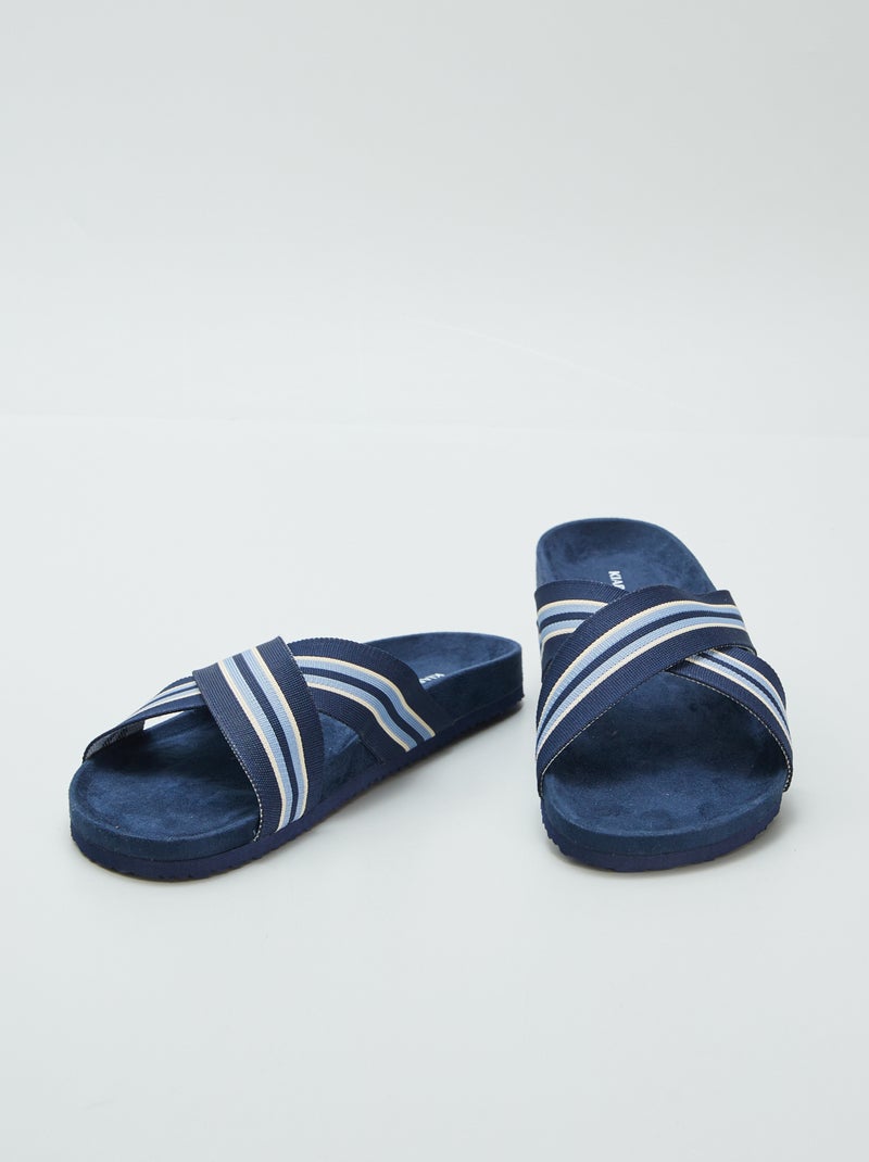 Slippers met gekruiste bandjes BLAUW - Kiabi