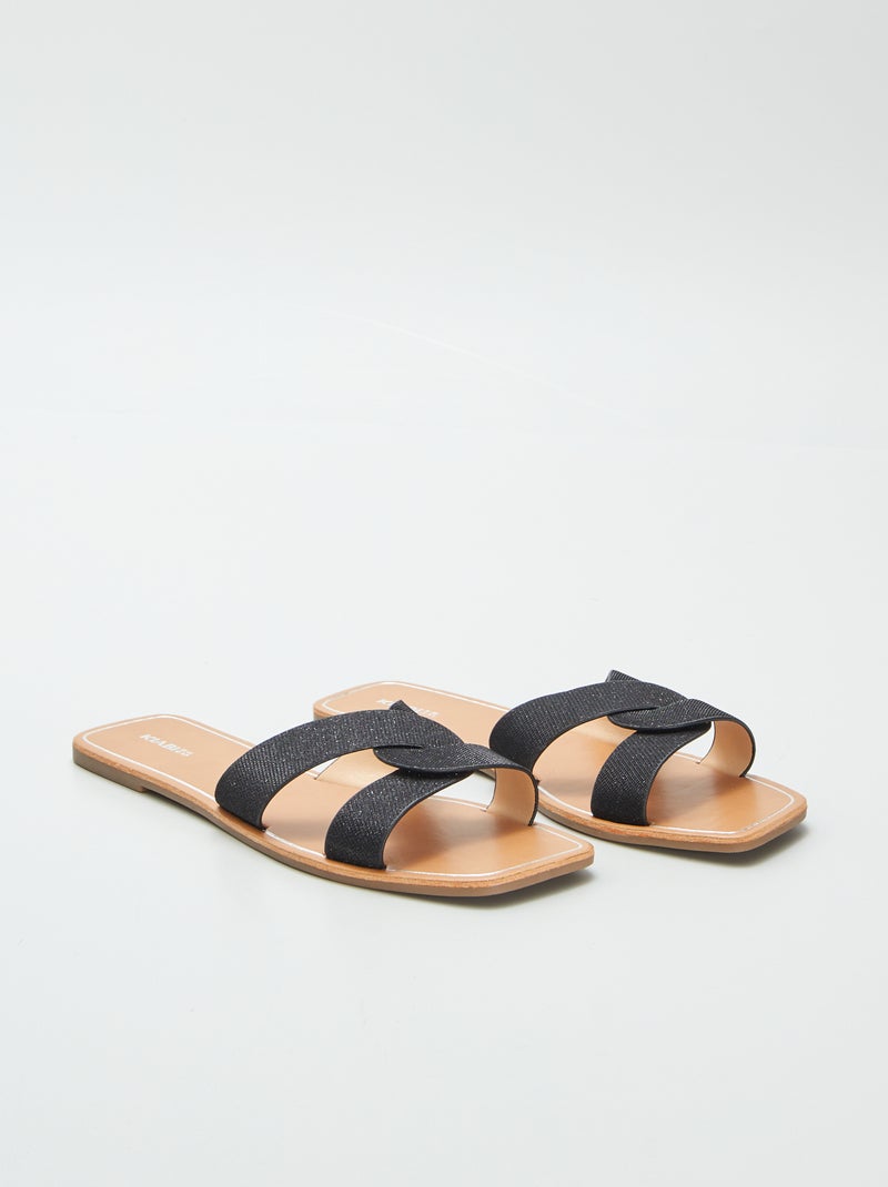 Slippers met pailletten ZWART - Kiabi