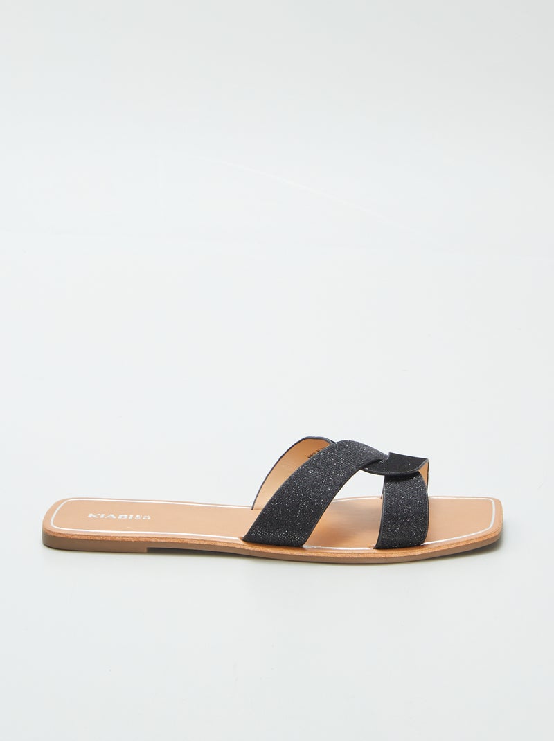 Slippers met pailletten ZWART - Kiabi