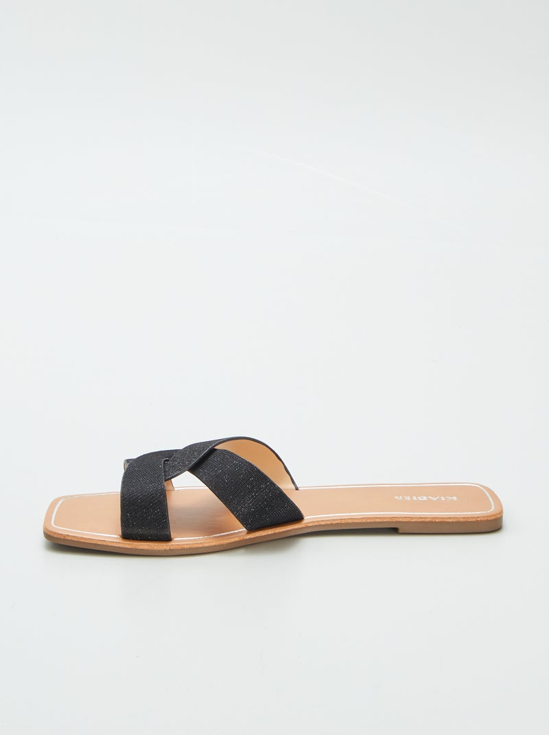 Slippers met pailletten ZWART - Kiabi