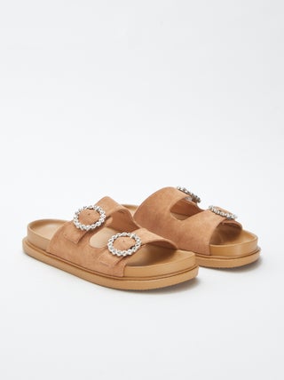 Slippers met twee bandjes met stras