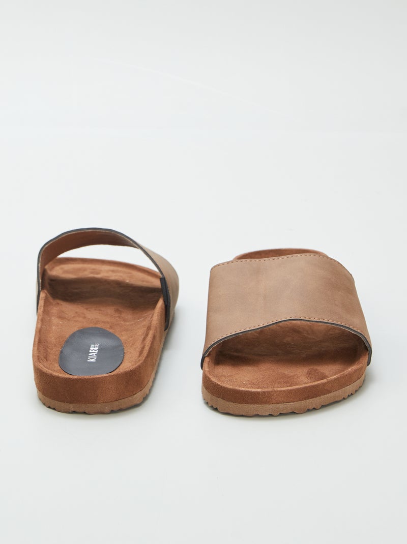 Slippers van twee materialen BRUIN - Kiabi