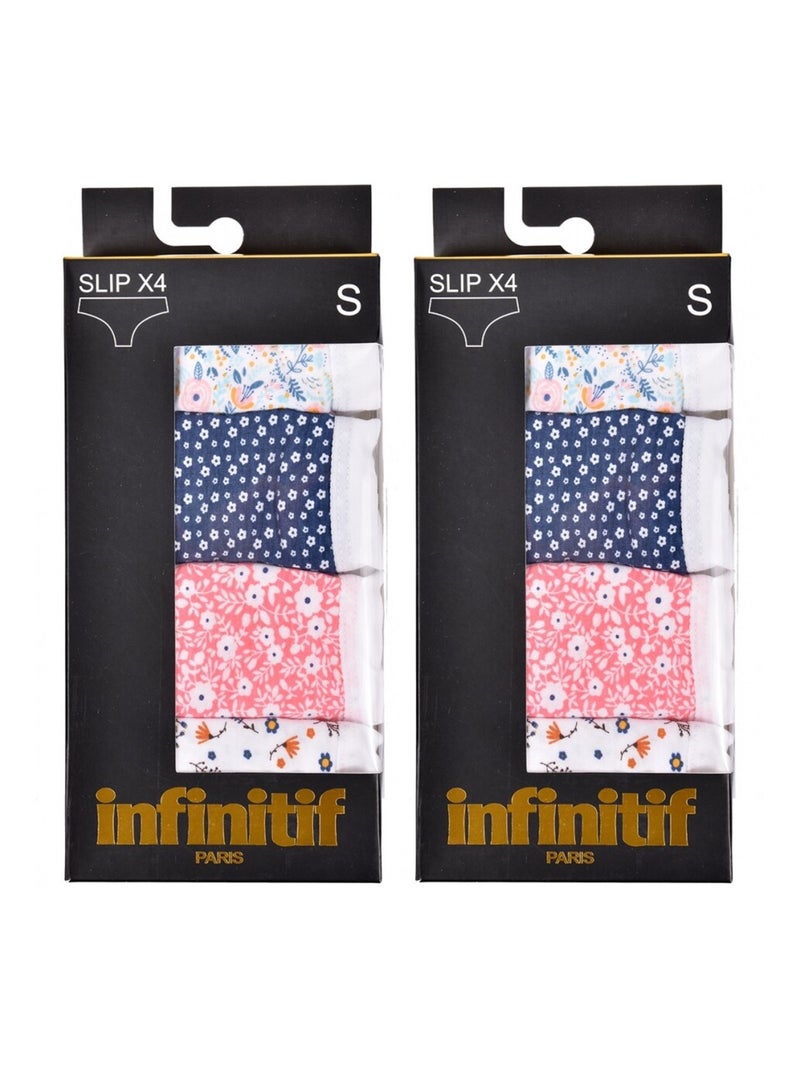Slips Dames INFINITIF - Set van 8 Wit Roze Blauw - Kiabi