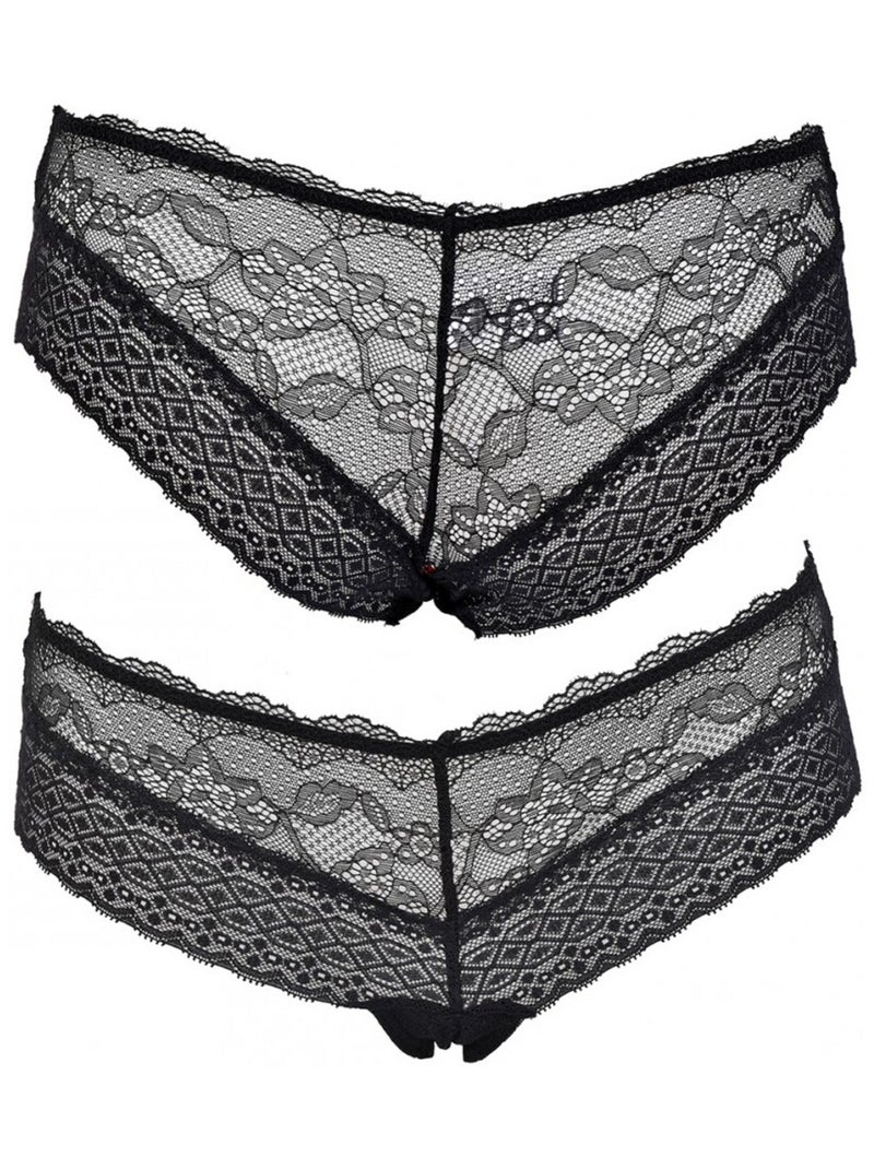 Slips dames INFINITIF met kant - Set van 6 Wit Multikleur Zwart - Kiabi