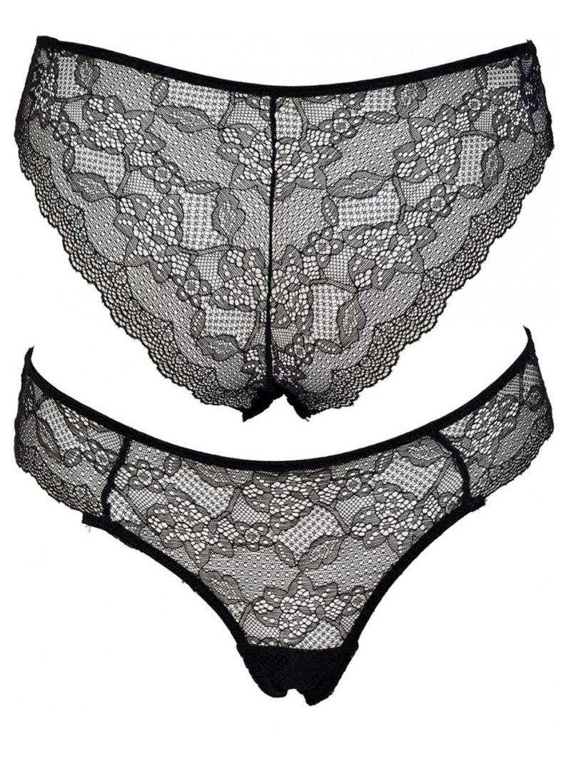 Slips dames INFINITIF met kant - Set van 6 Zwart Multicolor Wit - Kiabi