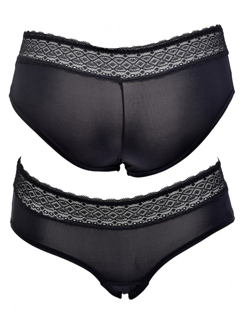 Slips dames INFINITIF met kant - Set van 6 Zwart Wit Grijs - Kiabi