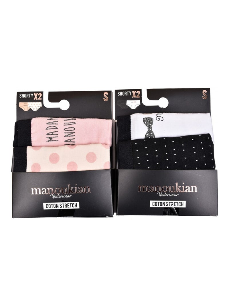 Slips dames MANOUKIAN - Set van 4 Zwart Roze Wit - Kiabi