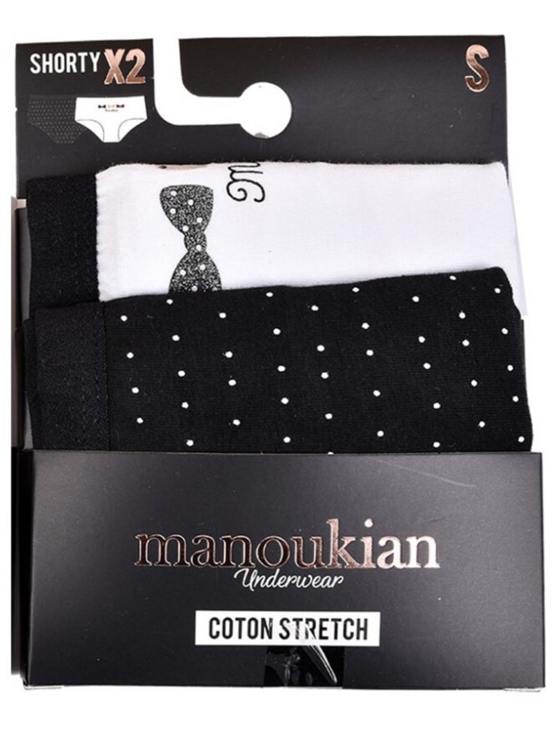 Slips Dames MANOUKIAN Underwear - Set van 2 Zwart Wit - Kiabi