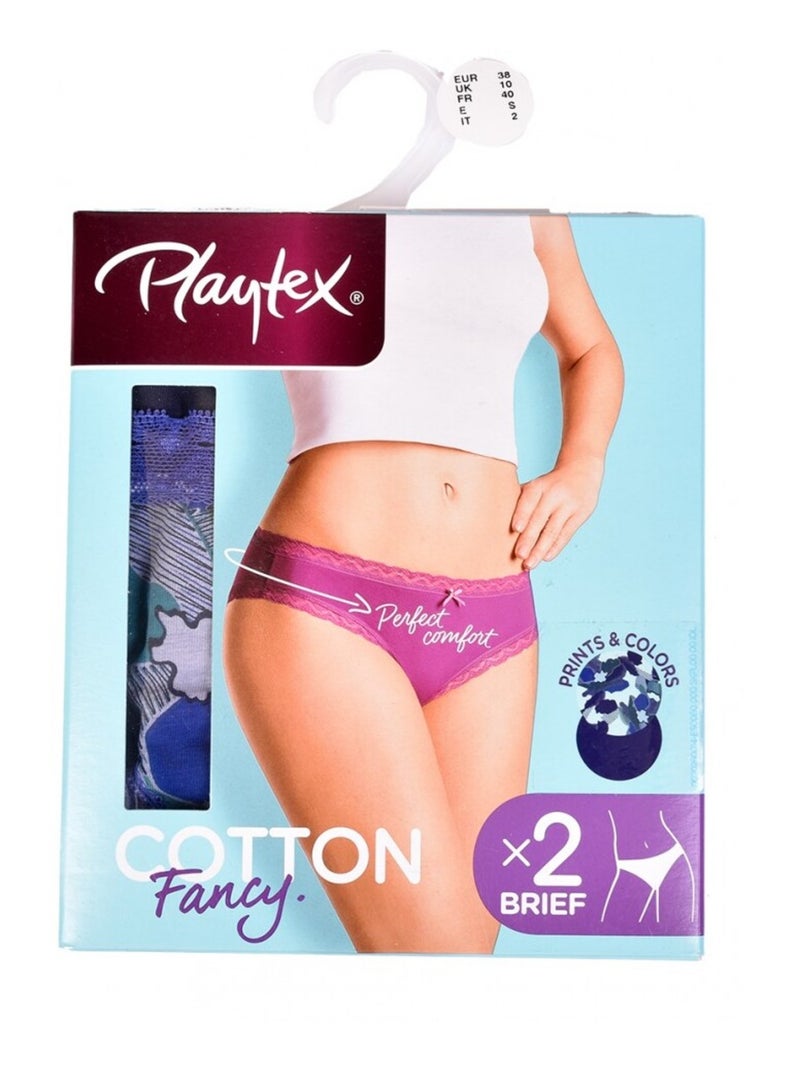 Slips Dames PLAYTEX - Set van 2 Wit Violet - Kiabi